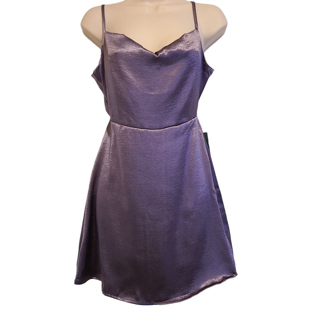 Wild Fable Womens Dress Purple Size M Sleeveless A Line Satin Mini Adjustable